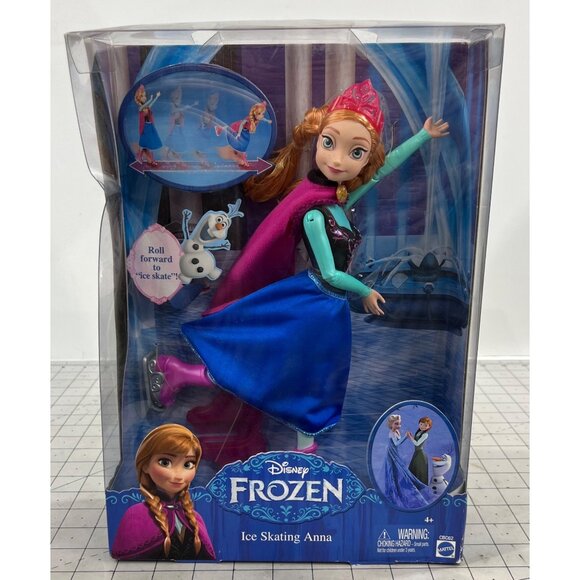 Disney Frozen Ice Skating Anna Doll With Interactive Features By Mattel New - Picture 1 of 8